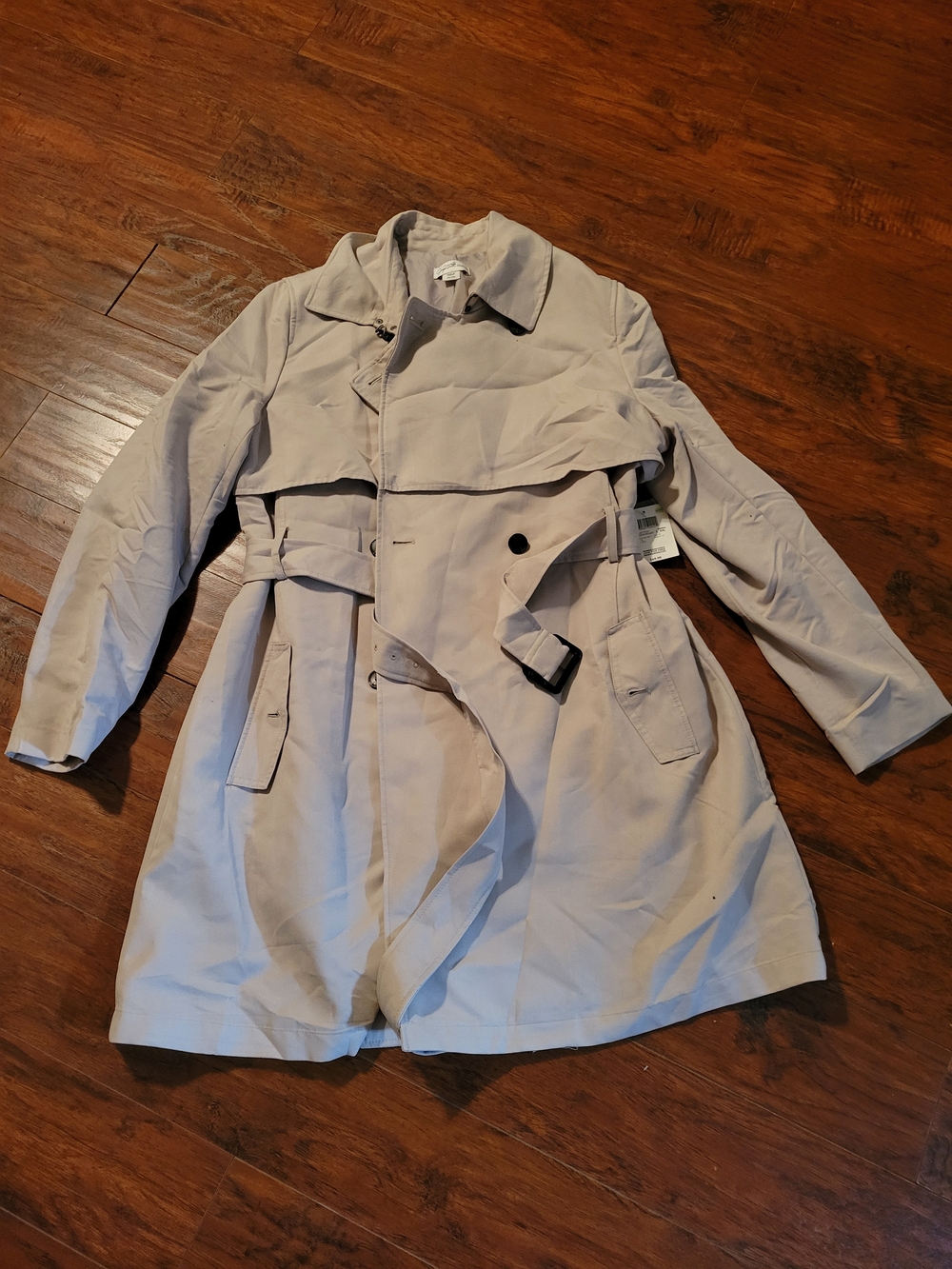 Women's Jaclyn Smith Light Beige Trench Coat - Classic Belted Style NWT